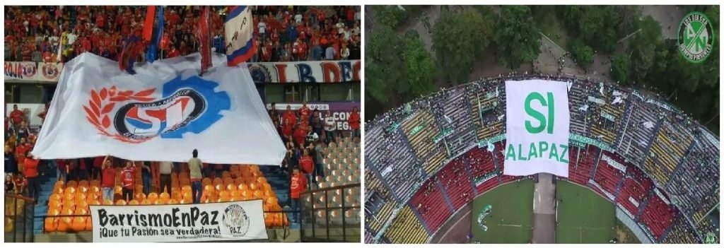 Las barras populares de Nacional y Medellín le dicen “SÍ” a la paz