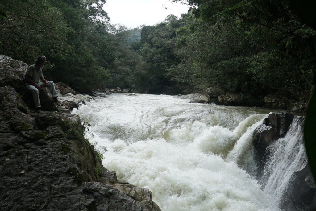 Carlos Cárdenas vive en la vereda Victoria Alta, a una hora de este salto de agua que se encuentra a pocos metros del punto donde se construiría la hidroeléctrica de Latinco. Crédito: Andrés Cardona.