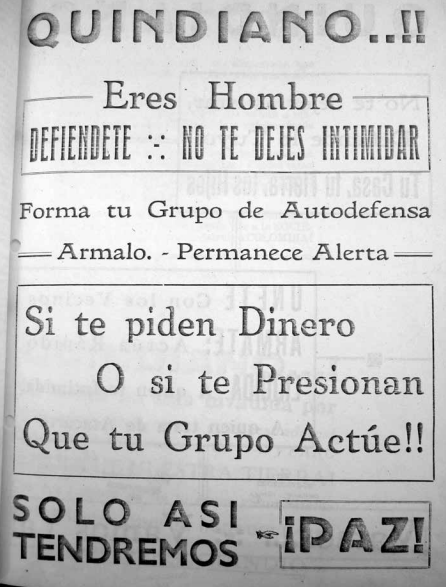 Invitación paramilitar del Quindío en los años 80 | Foto: CNMH