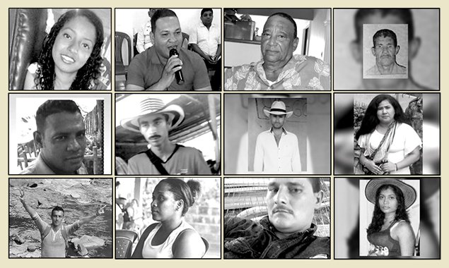 Fotos de algunos líderes sociales asesinados en Colombia en los últimos 2 años.