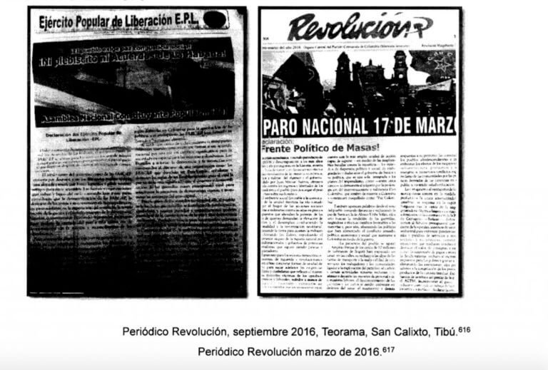 El grupo circula el periódico Revolución, así como panfletos a nombre del EPL. Imagen: Fiscalía