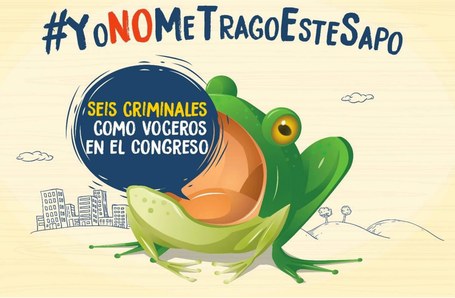 Pieza elaborada por el Centro Democrático durante la campaña del plebiscito. Tal como quedó contemplado en el Acuerdo, hoy se sabe que los seis voceros de las Farc en el Congreso son civiles que no tienen cuentas pendientes con la justicia.
