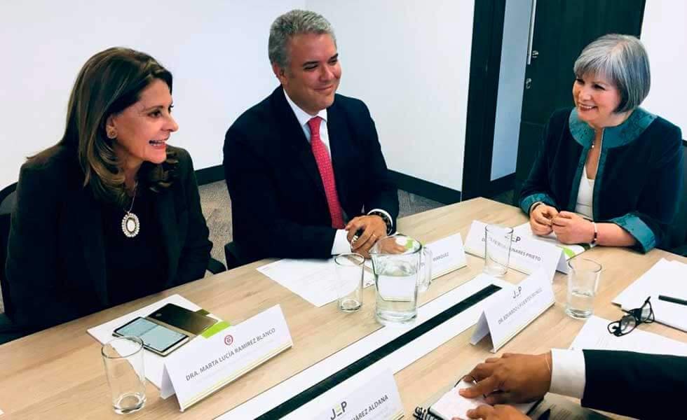 Iván Duque, Marta Lucía Ramírez y Patricia Linares, presidenta de la JEP. Foto: JEP